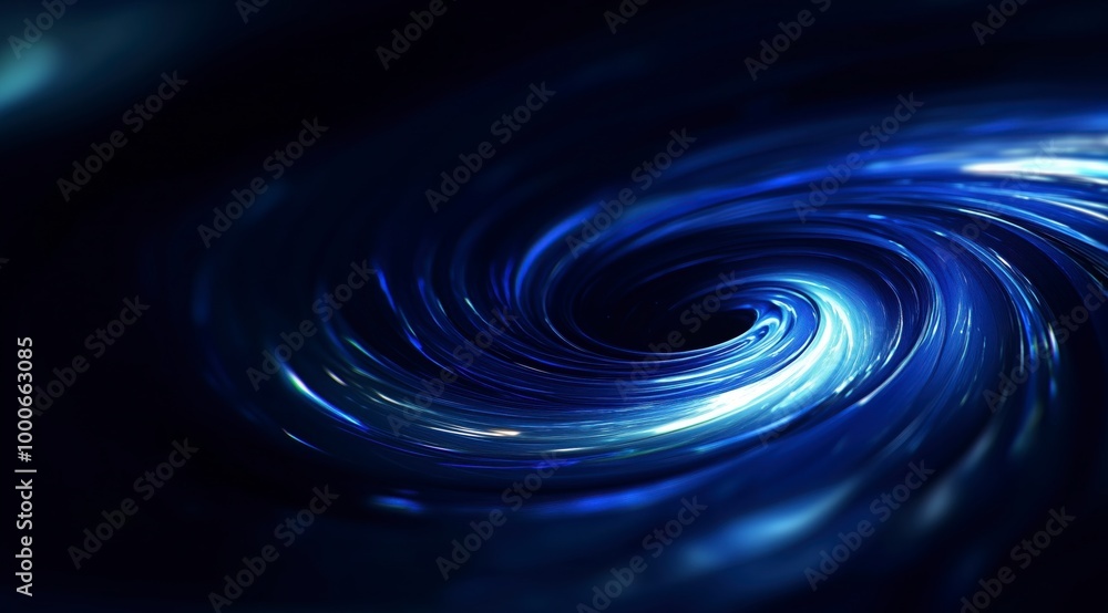 Abstract Cosmic Blue Swirl on Dark Background: Dynamic Rotating Pattern of Light and Energy, Abstract Representation of Kinetic Energy and Motion, Sci-Fi and Technology Abstract Cosmic Blue Swirl on Dark Background: Dynamic Rotating Pattern of Light and Energy, Abstract Representation of Kinetic Energy and Motion, Sci-Fi and Technology