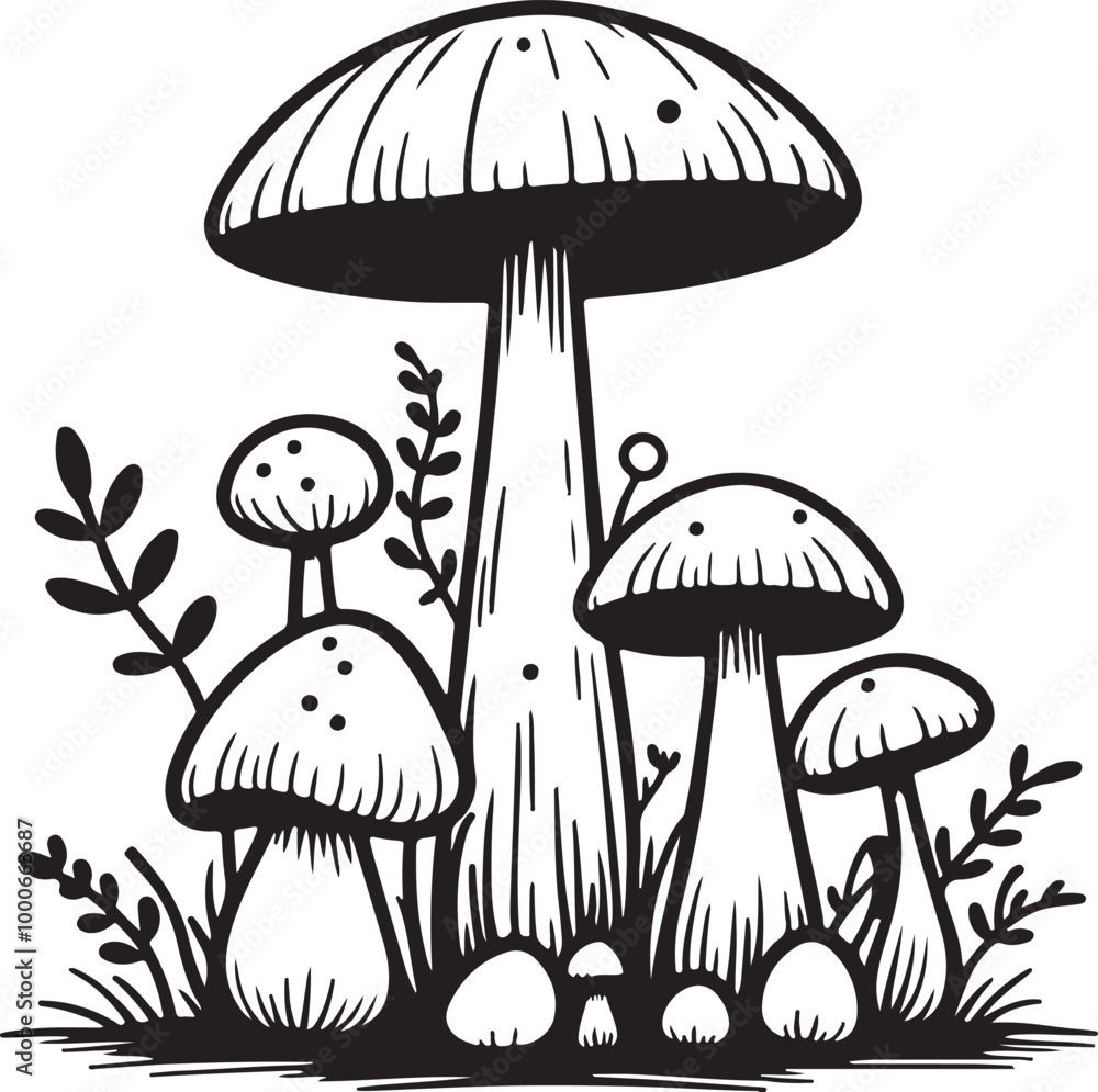 Silhouettes of mushroom design vector art illustration Silhouettes of mushroom design vector art illustration