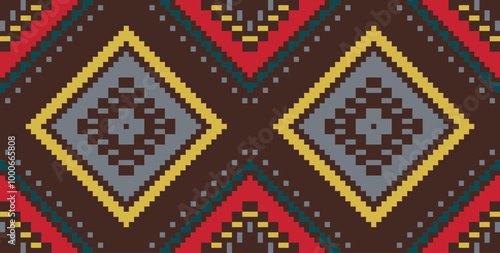 Persian Korean Traditional Patternfolk Embroidery, Aztec Geometric Ornament Print. Design for Carpet, Wallpaper, Clothing, Wrapping, Fabric