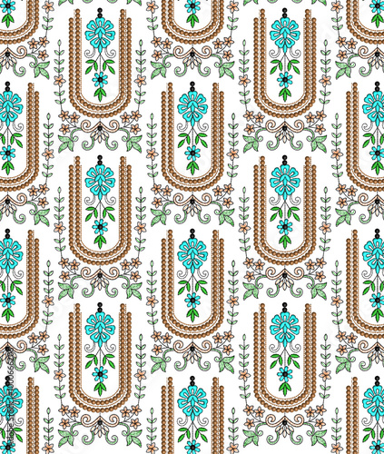 Wallpaper Mural Mughal seamless pattern , mughal art pattern, floral motif mughal floral print for print on demand , textile wallpaper stationary, embroidery texture  Torontodigital.ca