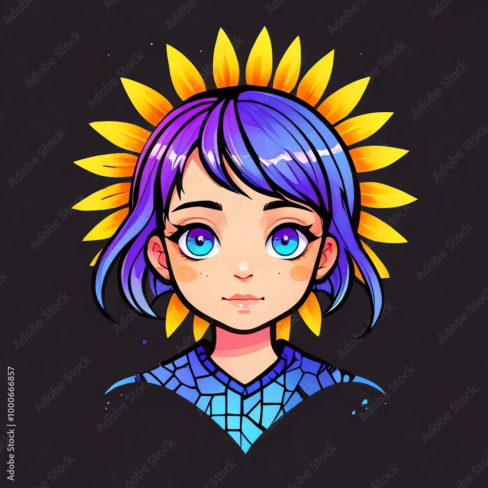Anime Girl with Sunflower Crown Anime Girl with Sunflower Crown