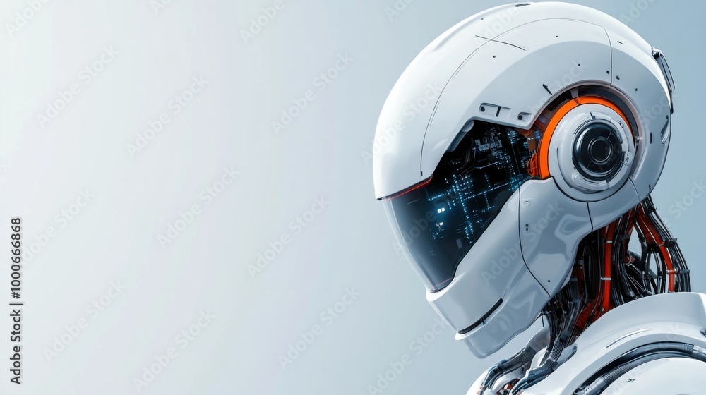 Futuristic Robot Head with High-Tech Features Futuristic Robot Head with High-Tech Features