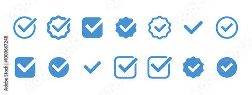 Checkmark icon. Verified checkmark icon set. Vector illustration photo