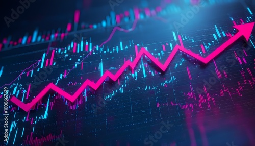 Dynamic 3D Graph Illustrating Upward Business Growth and Financial Success with Positive Trend Indicators