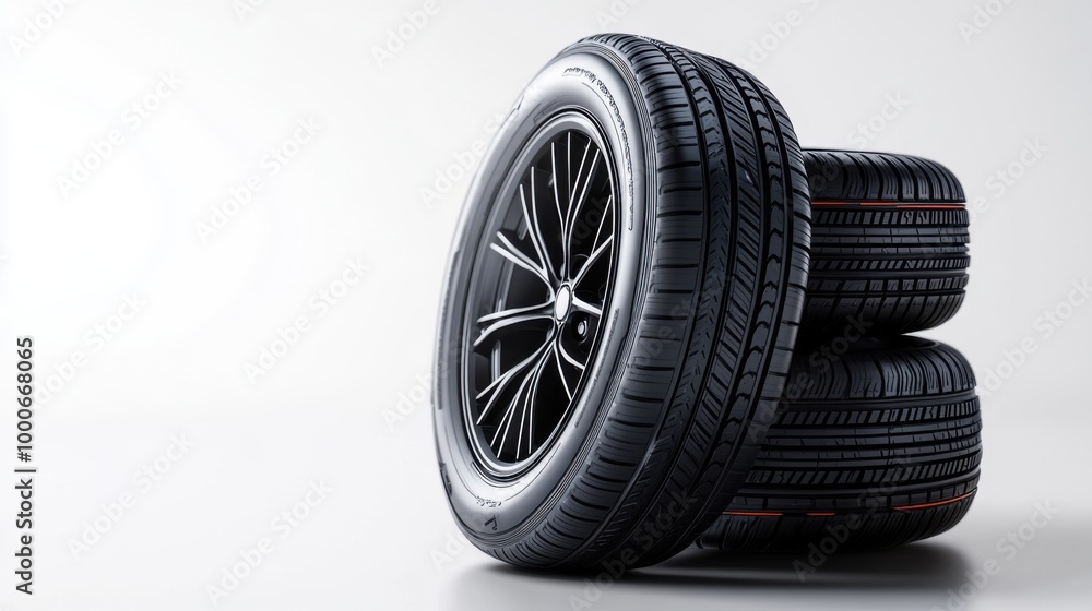 Stylish Black Tires on Clean Surface Stylish Black Tires on Clean Surface