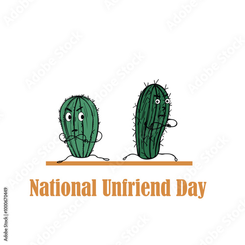 Nationale Unfriend Day.  illustration with hand-drawn angry cactuses