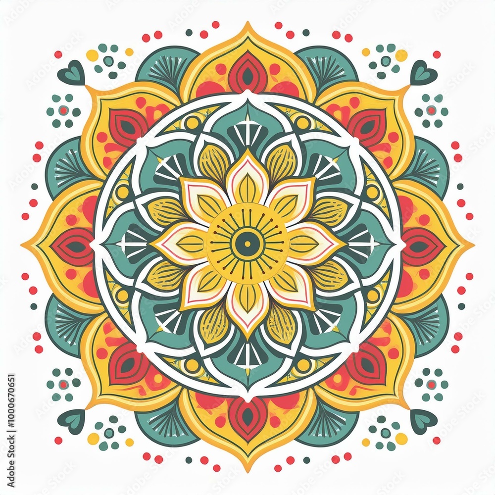 Mandala art design also called rangoli, decorative elements on white background Mandala art design also called rangoli, decorative elements on white background