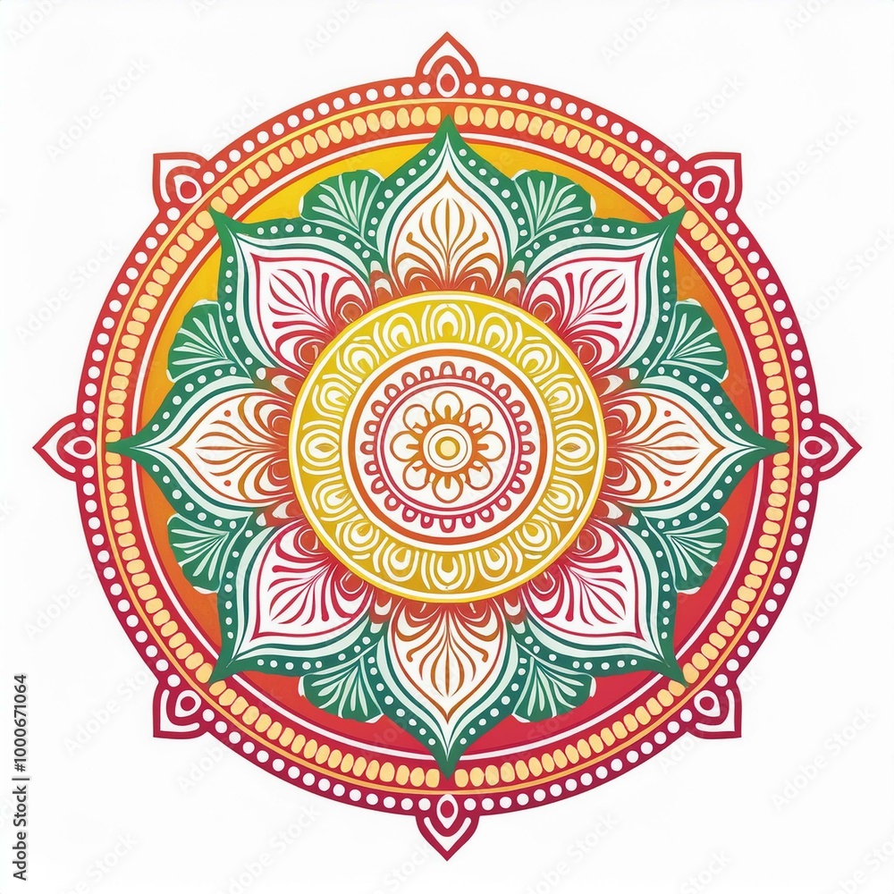 Mandala art design also called rangoli, decorative elements on white background Mandala art design also called rangoli, decorative elements on white background