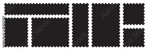 Blank postage stamp. Clean postage stamp template. Postage icon.
