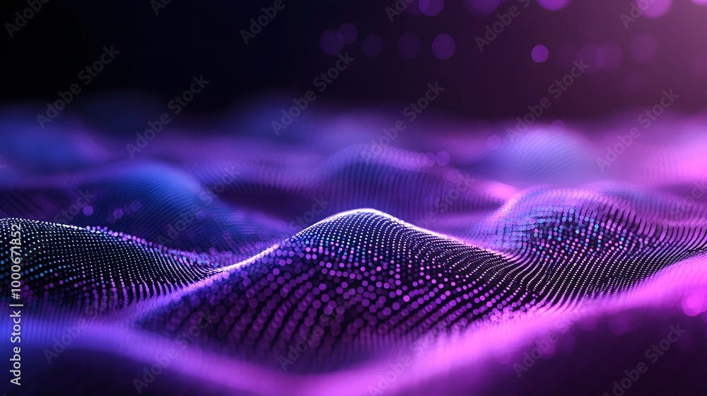 Digital Symphony: Purple Gradient Waves with Data Dots Digital Symphony: Purple Gradient Waves with Data Dots