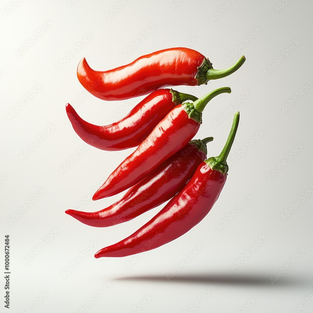 Fresh green and red chili peppers on a white background. Fresh green and red chili peppers on a white background.