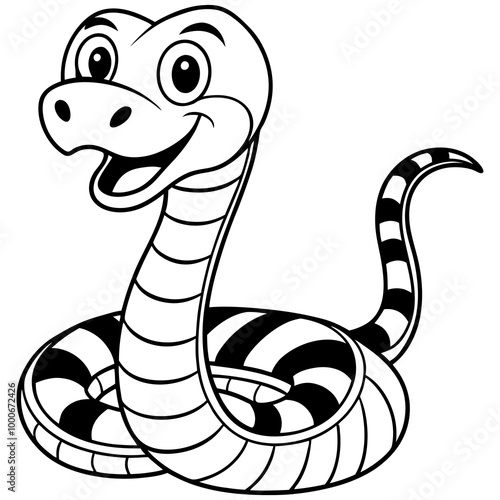 It's funny crazy big eyes cartoon snake silhouette vector art