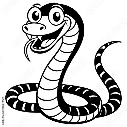 It's funny crazy big eyes cartoon snake silhouette vector art