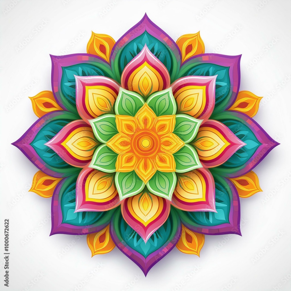 Mandala art design also called rangoli, decorative elements on white background Mandala art design also called rangoli, decorative elements on white background