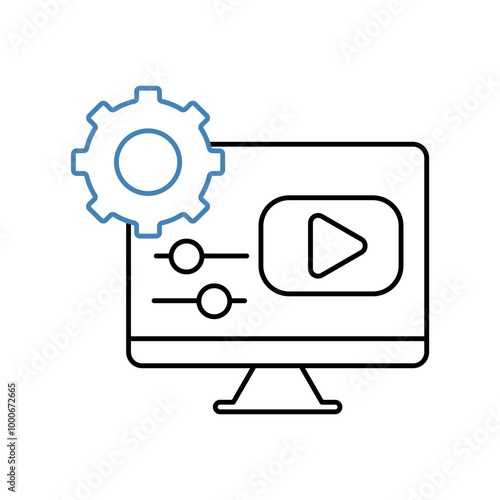 video editing concept line icon. Simple element illustration. video editing concept outline symbol design.