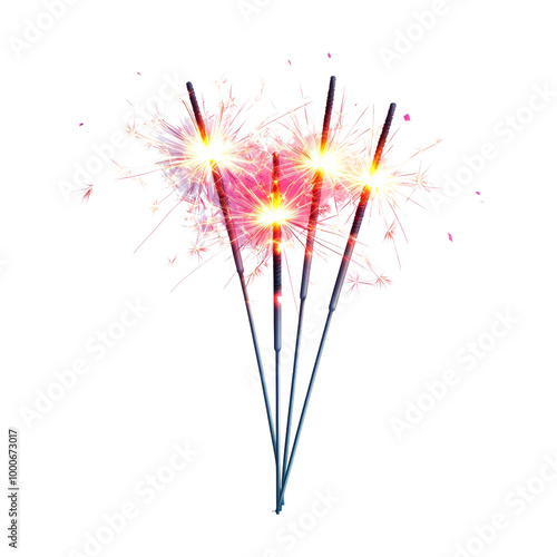 Bright and colorful fireworks sparkler burst on a black background, perfect for festive celebrations and holiday designs. photo