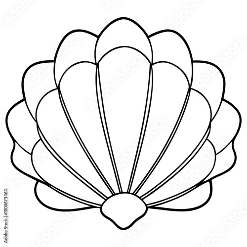 Seashell Line Art: Elegant simplicity of a seashell drawing. Perfect for design projects, coloring pages, and marine-themed decorations. 