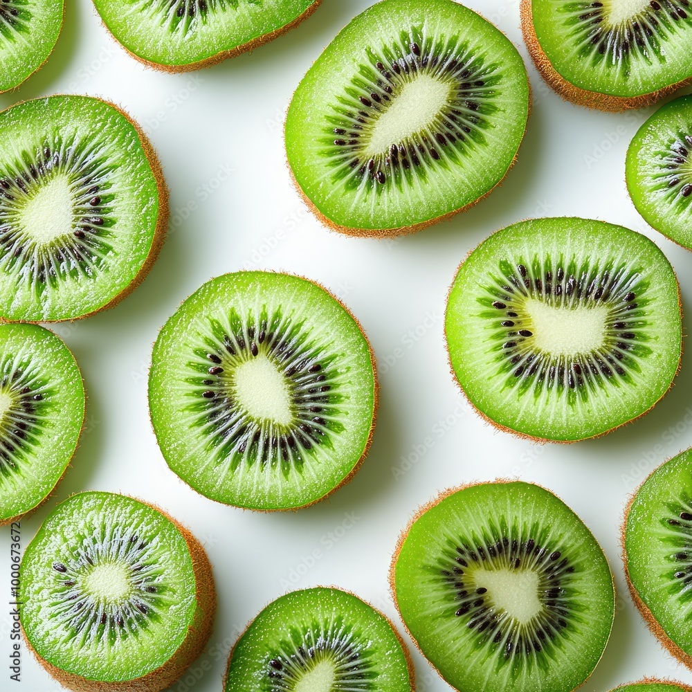 Fototapeta premium Kiwi cut in the middle of the scene