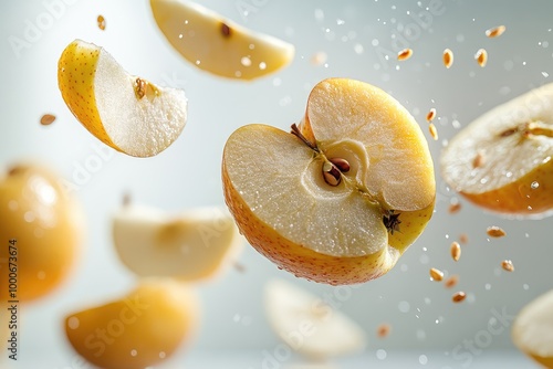 White background apple, moist and fresh.