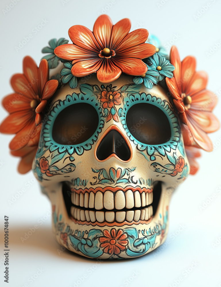 A skull head in Catrina style for Day of the Dead
A skull head in Catrina style for Day of the Dead