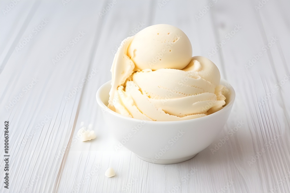 Vanilla Ice Cream Scoop on White Background Generative AI illustration Vanilla Ice Cream Scoop on White Background Generative AI illustration