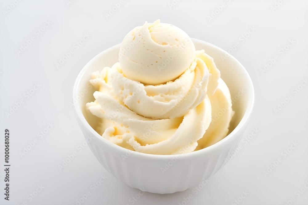 Vanilla Ice Cream Scoop Isolated on White Background Generative AI illustration Vanilla Ice Cream Scoop Isolated on White Background Generative AI illustration