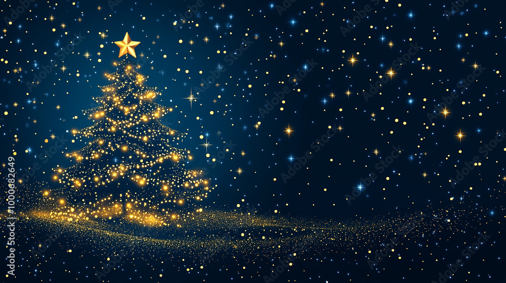 Obraz premium Christmas card banner featuring a beautifully decorated Christmas tree, embodying joy, togetherness, and the spirit of giving. Ideal for holiday greetings and seasonal celebrations