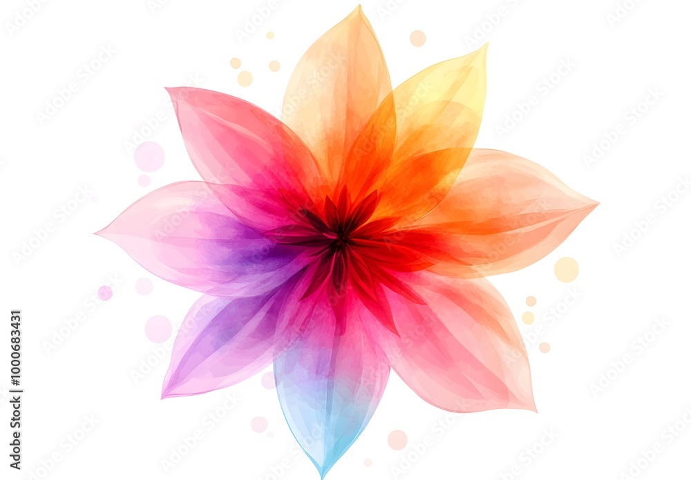 Fototapeta premium Watercolor flower illustration isolated on a white background, simple watercolor clipart cutout,