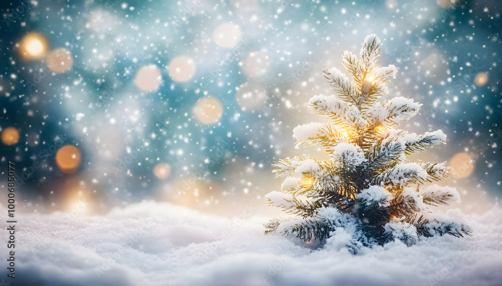 Winter christmas background with snow tree and lots of copy space Winter christmas background with snow tree and lots of copy space
