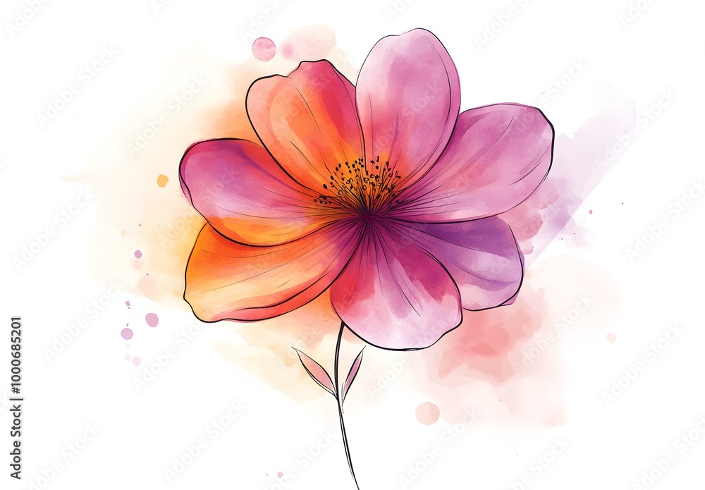 Obraz premium Watercolor flower illustration isolated on a white background, simple watercolor clipart cutout, 