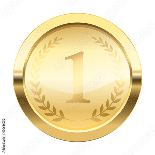 No.1 Gold label, Exclusive luxury circle Round banner or premium VIP Member Club sticker with laurel wreath, Golden vector Button glossy .VIP sign and tag with shiny and glitter on golden badges