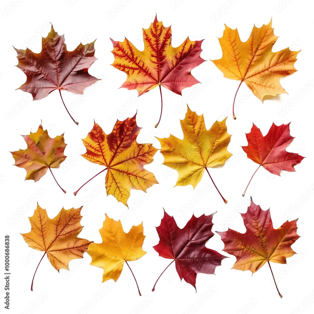 Autumn leaves isolated on white and transparent background Autumn leaves isolated on white and transparent background