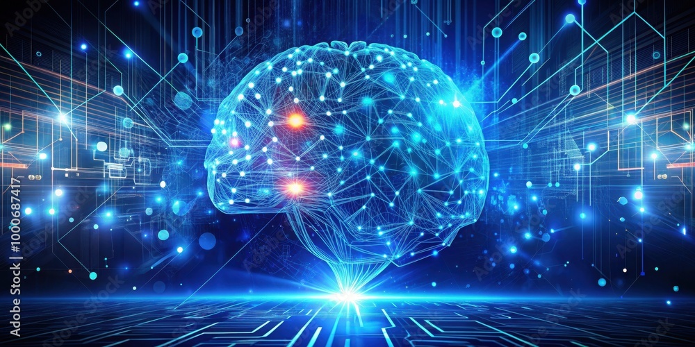 Obraz premium Machine learning concept showing algorithms, data processing, technology