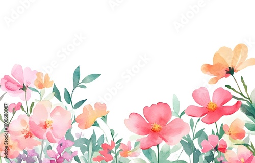 Watercolor flower clip art, white background, cute, simple design, illustration, watercolor, 