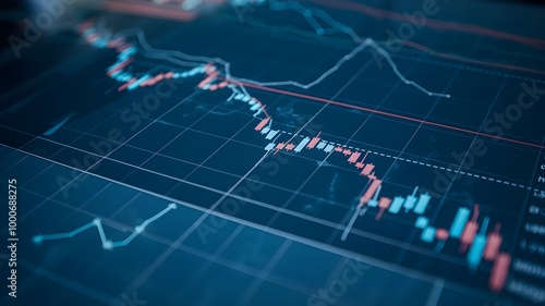 Stock Market Chart with Downtrend