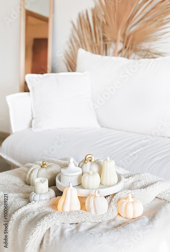 White Interior Decoration Halloween. Home Ideas photo