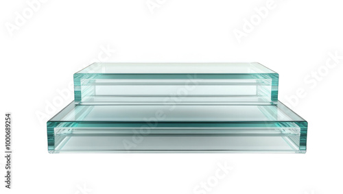 glass stairs podium isolated on transparent white background 