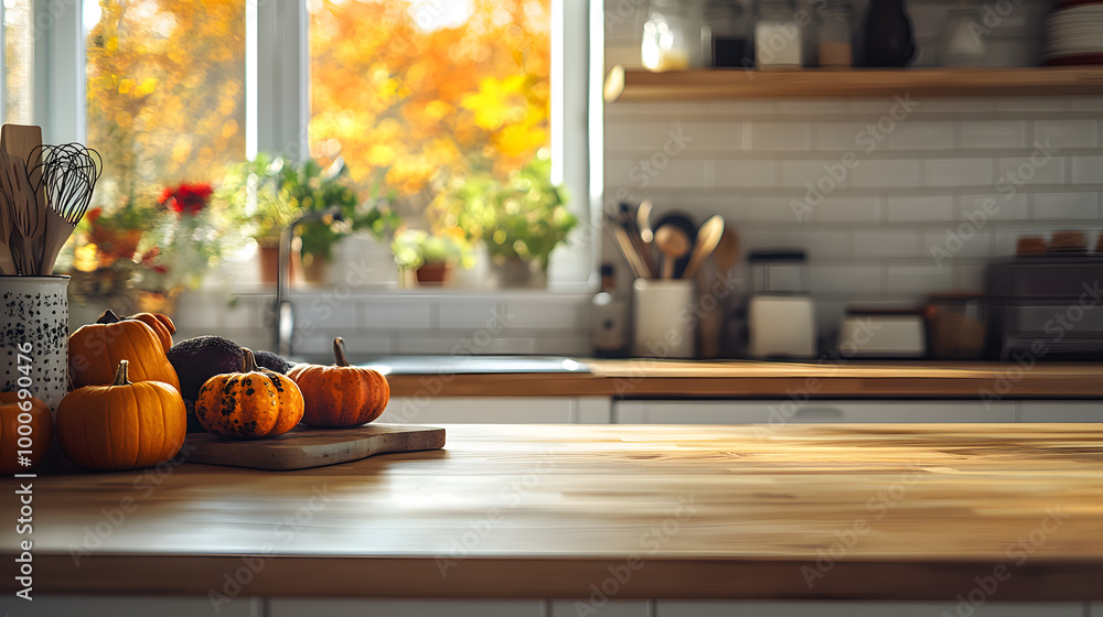 Beautiful autumn kitchen with copy space Beautiful autumn kitchen with copy space