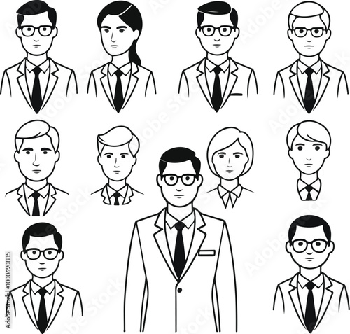 A vector illustration depicting male and female face silhouettes or icons, serving as avatars or profiles for unknown or anonymous individuals. The illustration portrays a man and a woman portrait.
