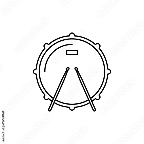Snare drum icon, drum sticks