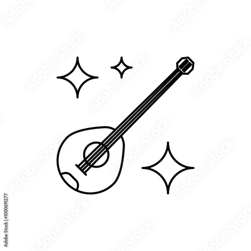 Psaltery guitar icon, mandolin