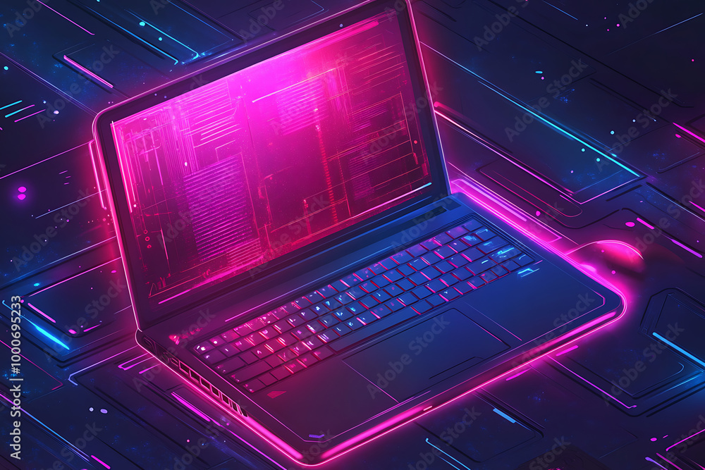 A glowing laptop set against a digital backdrop, symbolizing technology and innovation. A glowing laptop set against a digital backdrop, symbolizing technology and innovation.
