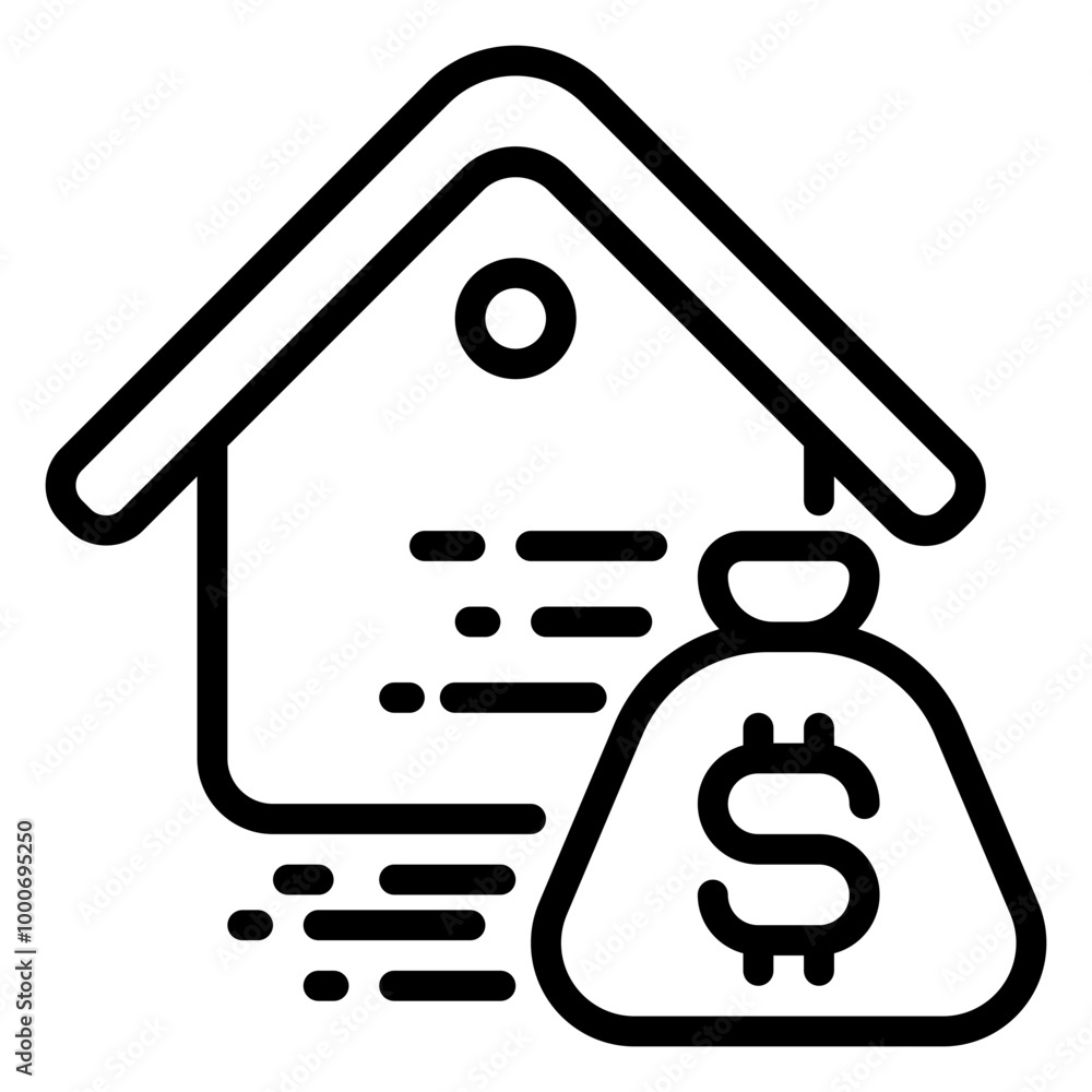 House loan icon, Line icon style House loan icon, Line icon style