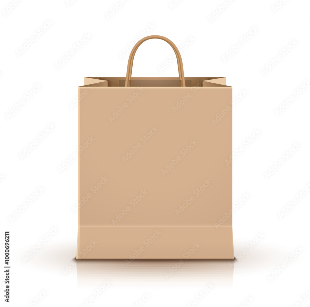 Shopping paper bag empty isolated on white. Retail shopping bag design cardboard package for advertising Shopping paper bag empty isolated on white. Retail shopping bag design cardboard package for advertising