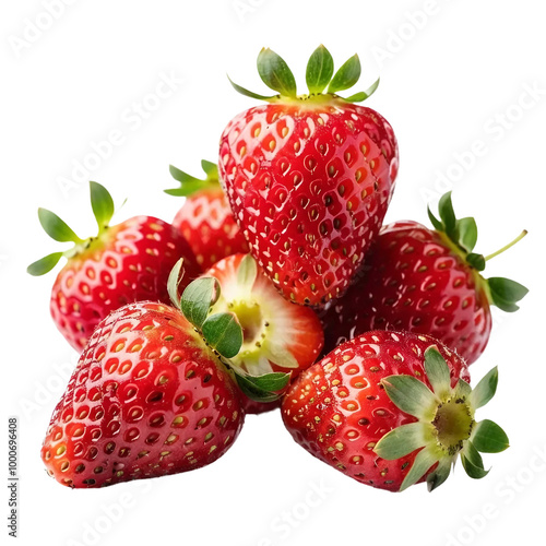 Strawberries isolated on white and transparent background