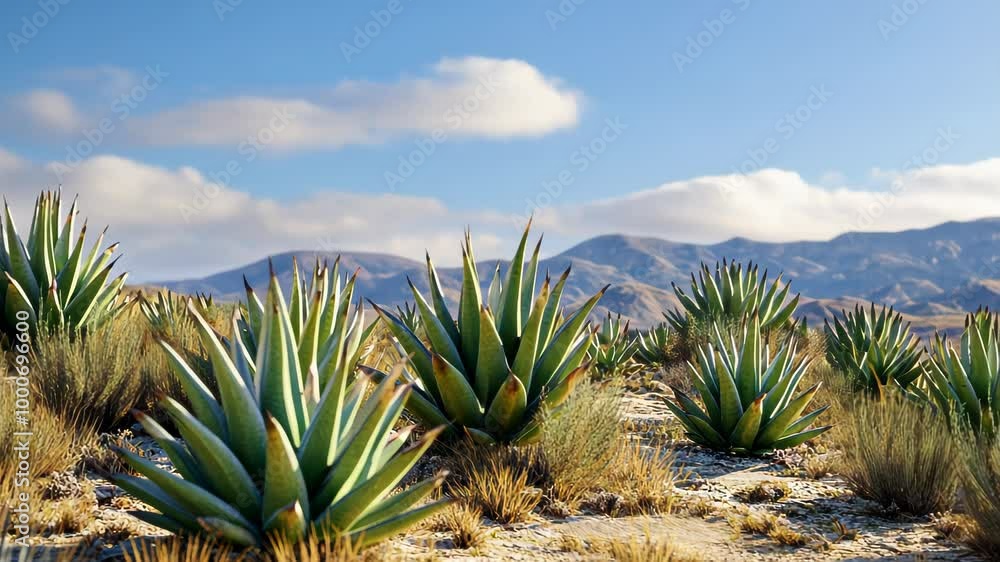 Agave Plants in Desert Landscape Agave Plants in Desert Landscape