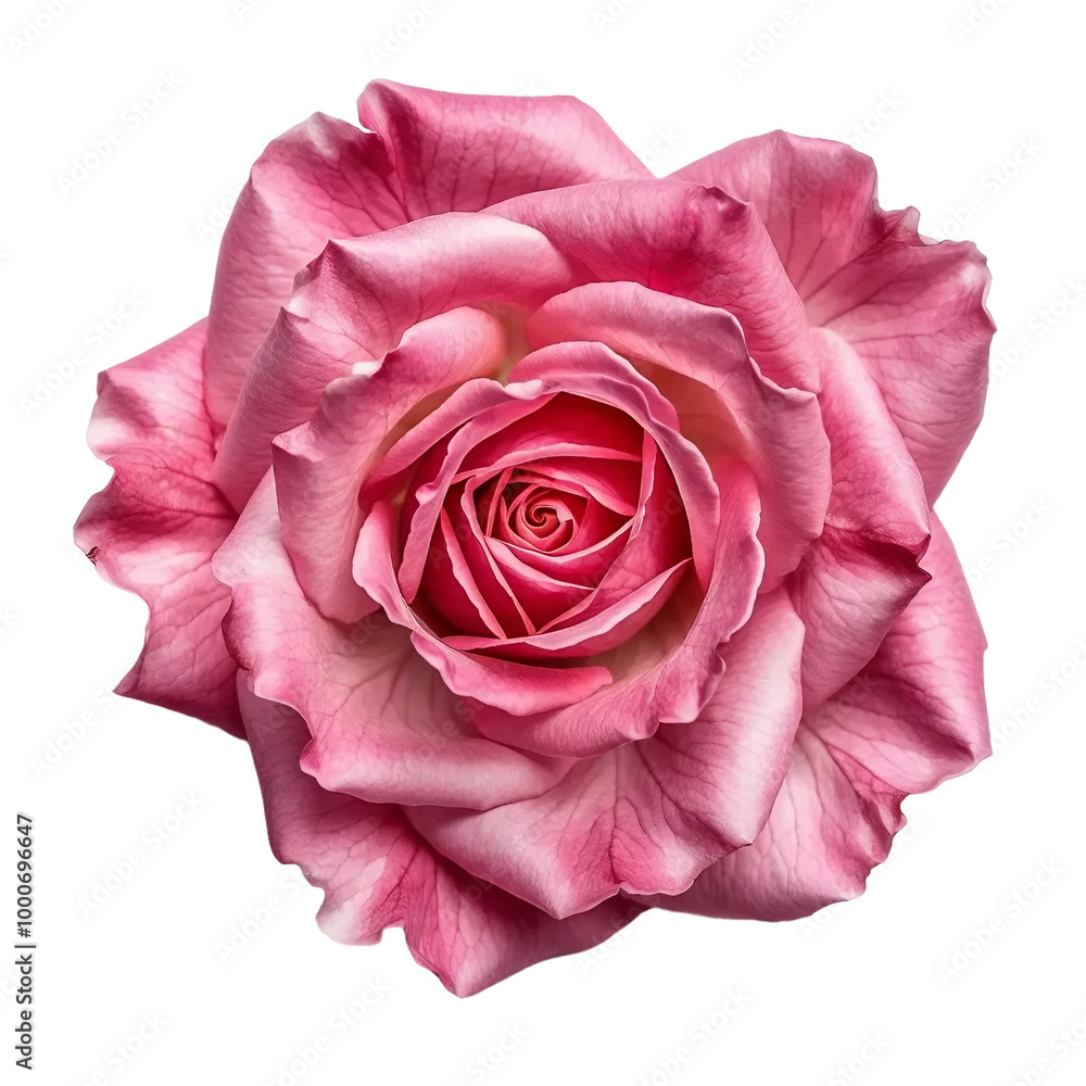 Pink rose isolated on white and transparent background