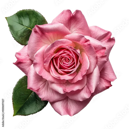 Pink rose isolated on white and transparent background
