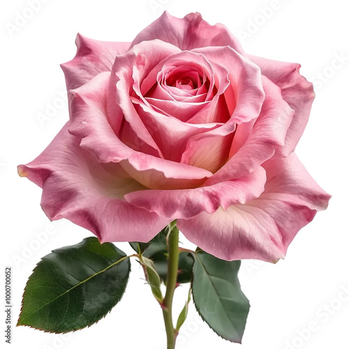Pink rose isolated on white and transparent background