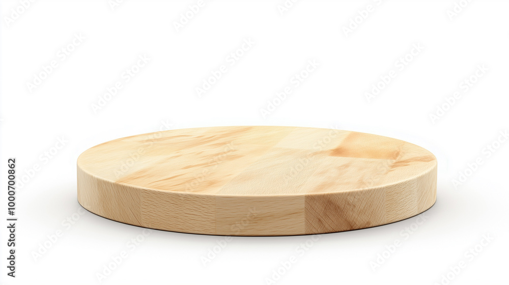 Round Light Wood Display Podium Isolated on White Background Round Light Wood Display Podium Isolated on White Background